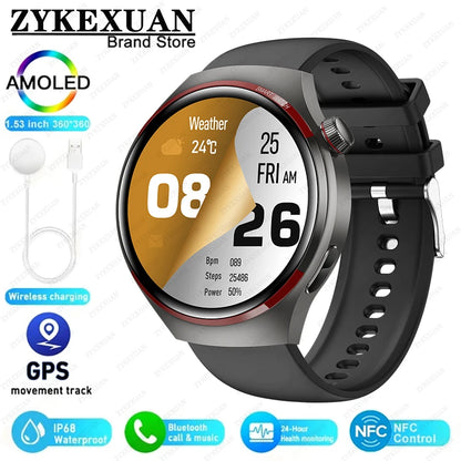 Smart Watch Men AMOLED HD Screen GPS NFC Bluetooth Call Heart Rate Sport Tracker