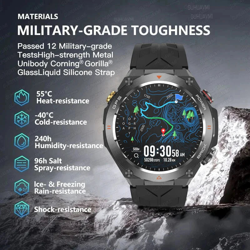 Military-Grade GPS Smartwatch: 1.45'' AMOLED Display, 100+ Sports Modes, Voice Calling