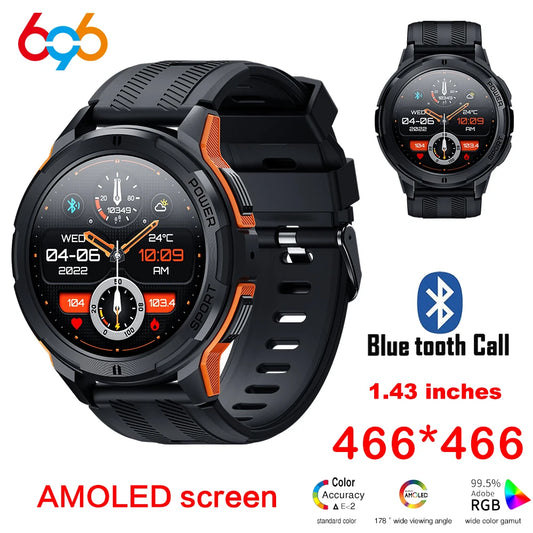 AMOLED Smart Watch 1.43'' Waterproof Fitness Tracker with Heart Rate Monitor & Bluetooth Call