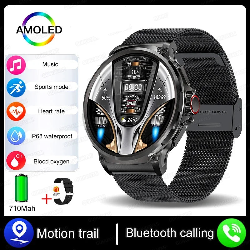 1.85-Inch Ultra HD Smart Watch Men, GPS Tracking, Bluetooth Call, 710mAh, 30 Days Battery Life