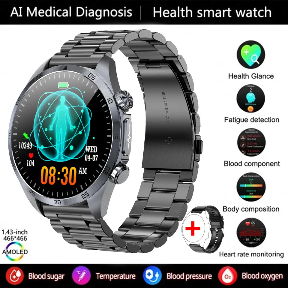 Pulse Physiotherapy CES Sleep Aid Smartwatch Men, ECG, HD Screen, Health Monitor, Bluetooth Call