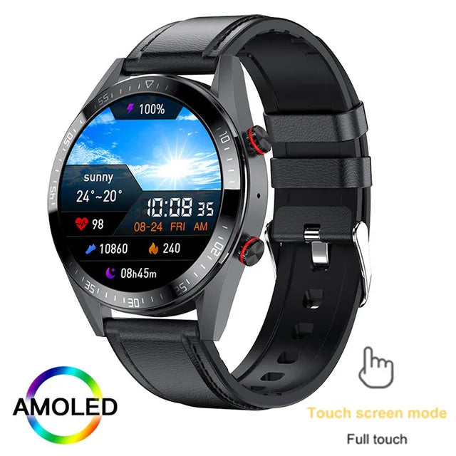 AMOLED Smartwatch for Men with Bluetooth Calls, Fitness Tracking, and Music Playback