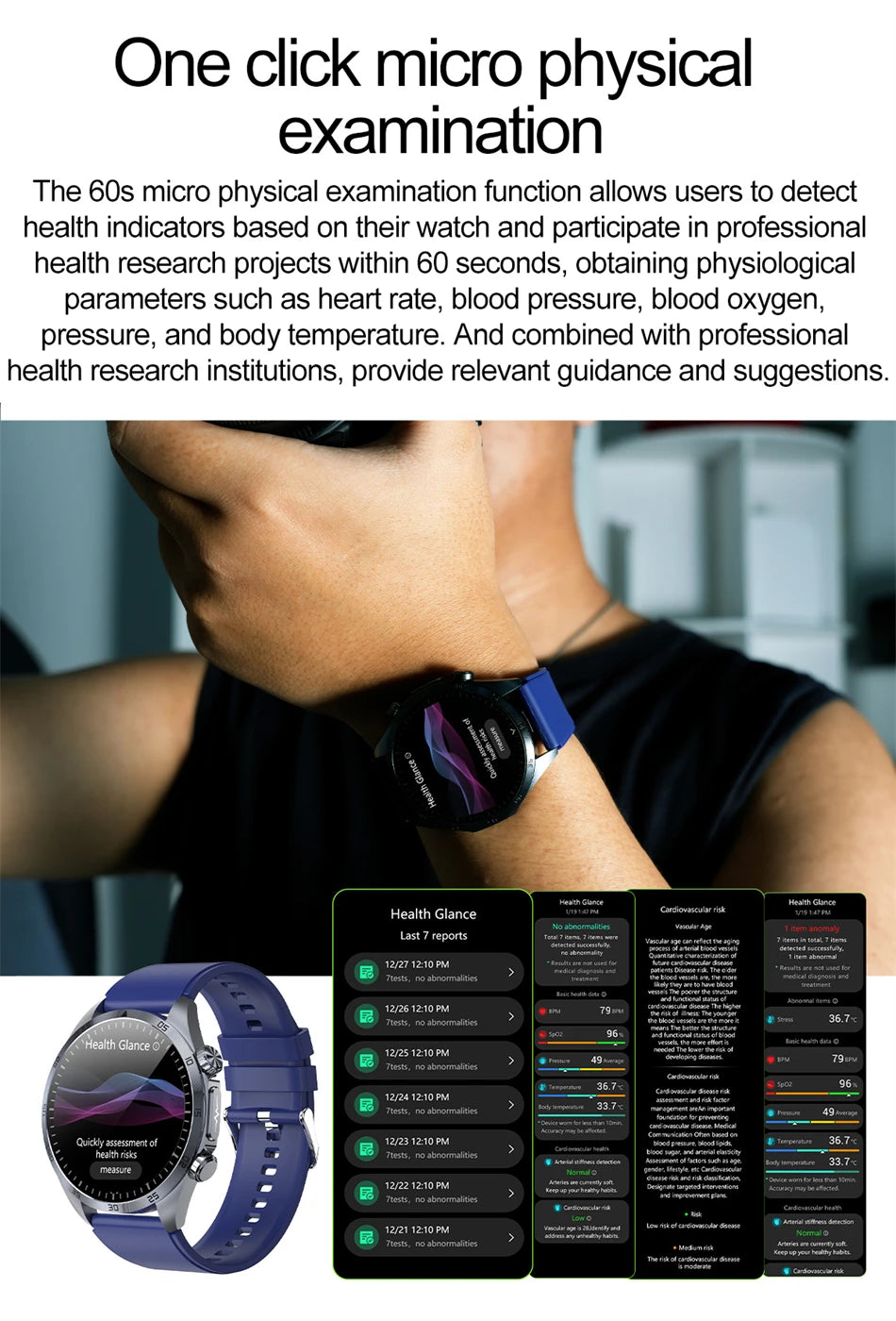 Pulse Physiotherapy CES Sleep Aid Smartwatch Men, ECG, HD Screen, Health Monitor, Bluetooth Call