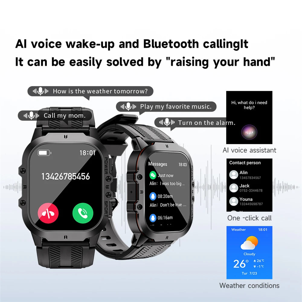 C26 Smart Watch: 100+ Sports Modes, Bluetooth Call, AMOLED 1.96", 1ATM Waterproof