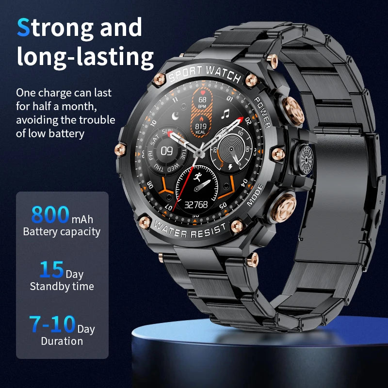 Ultimate Outdoor Smartwatch: Long Battery Life, Bluetooth Call, Waterproof, Fitness Tracker.