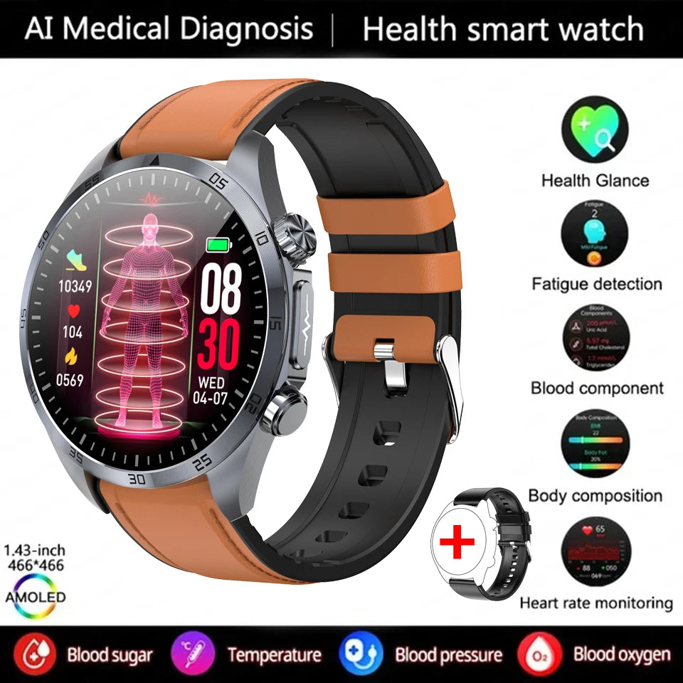 Pulse Physiotherapy CES Sleep Aid Smartwatch Men, ECG, HD Screen, Health Monitor, Bluetooth Call