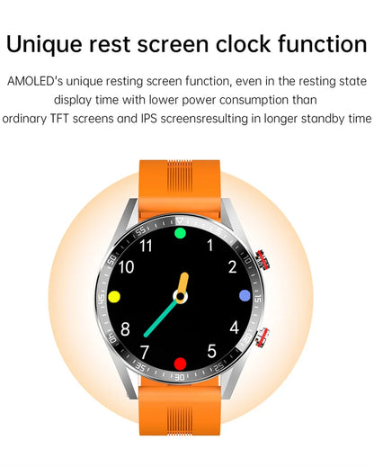 AMOLED Smartwatch for Men with Bluetooth Calls, Fitness Tracking, and Music Playback