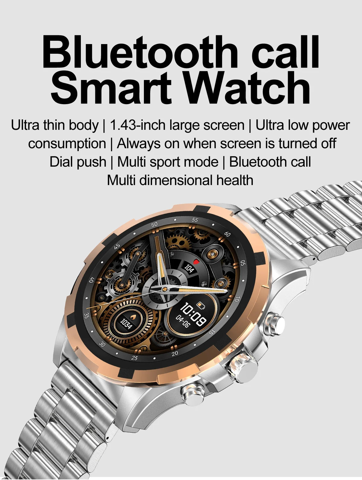 2024 Men's Smartwatch: 1.43" AMOLED, Bluetooth Calling, IP67 Waterproof, NFC, Fitness Tracker