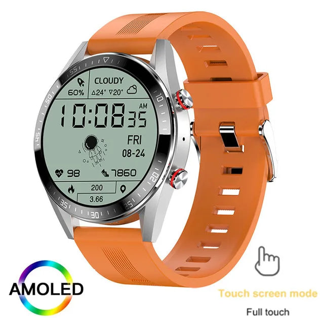 AMOLED Smartwatch for Men with Bluetooth Calls, Fitness Tracking, and Music Playback