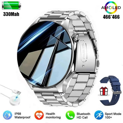 New IP68 Waterproof Smartwatch for Men - AMOLED GPS, Bluetooth Call, NFC, Health Monitor