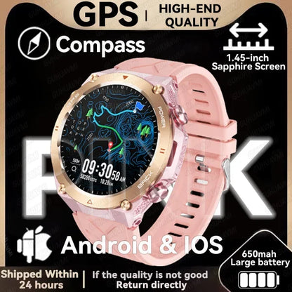 Military-Grade GPS Smartwatch: 1.45'' AMOLED Display, 100+ Sports Modes, Voice Calling