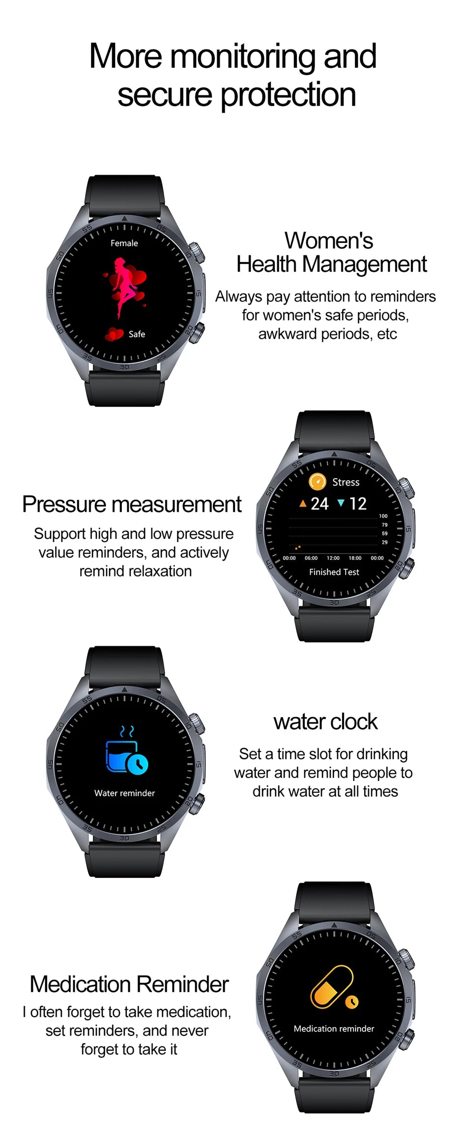 Pulse Physiotherapy CES Sleep Aid Smartwatch Men, ECG, HD Screen, Health Monitor, Bluetooth Call