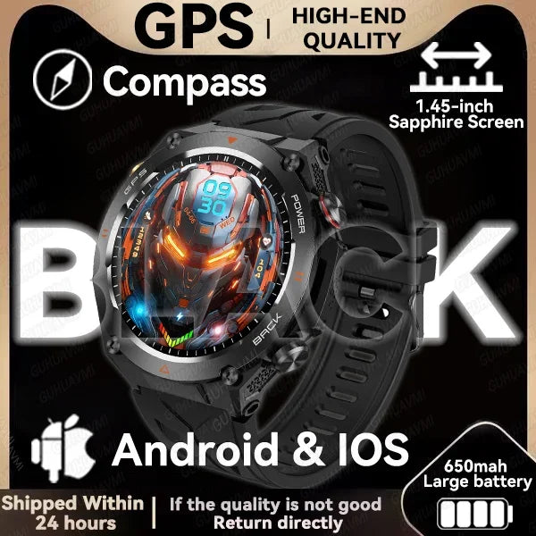 Military-Grade GPS Smartwatch: 1.45'' AMOLED Display, 100+ Sports Modes, Voice Calling