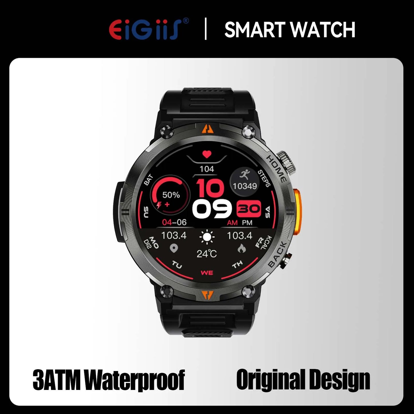 2024 Smart Watch for Men - 3ATM Waterproof, Bluetooth Call, Health Monitor, Sport Design