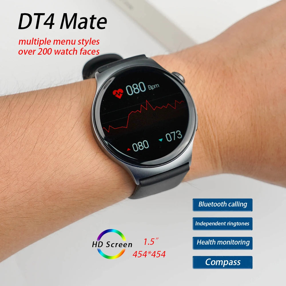 DT4 Mate Smartwatch - Fitness Tracker, Compass, Waterproof, 1.5" HD Screen