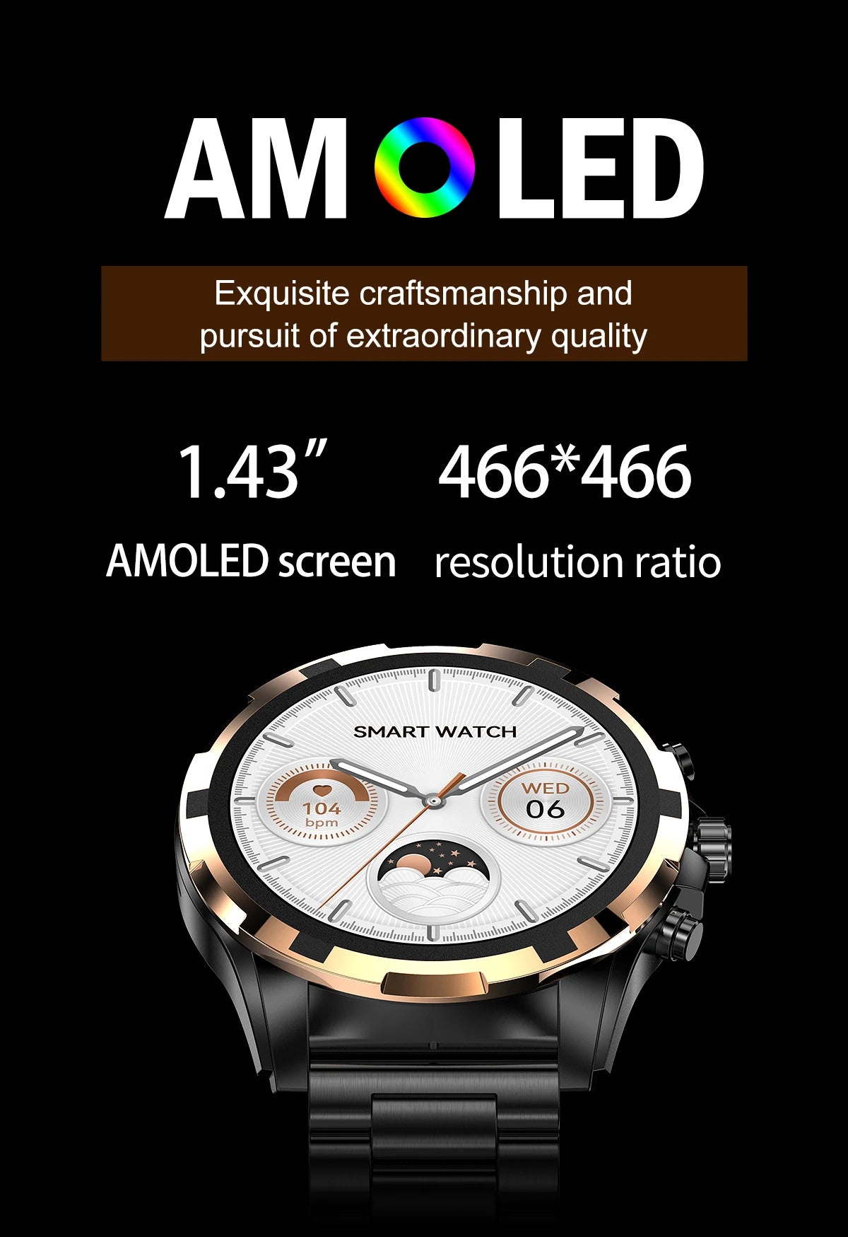 2024 Men's Smartwatch: 1.43" AMOLED, Bluetooth Calling, IP67 Waterproof, NFC, Fitness Tracker