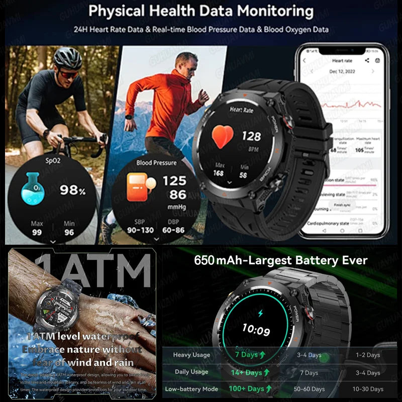 Military-Grade GPS Smartwatch: 1.45'' AMOLED Display, 100+ Sports Modes, Voice Calling