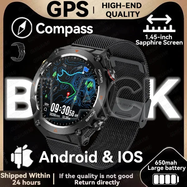 Military-Grade GPS Smartwatch: 1.45'' AMOLED Display, 100+ Sports Modes, Voice Calling