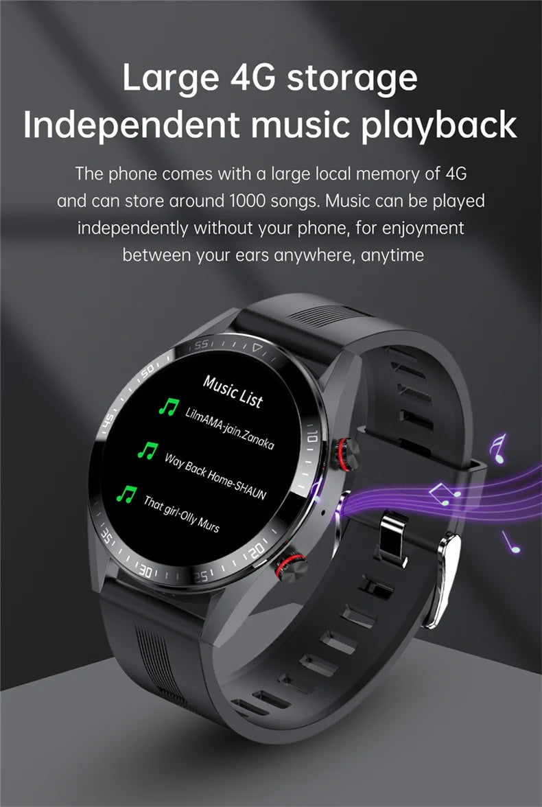 AMOLED Smartwatch for Men with Bluetooth Calls, Fitness Tracking, and Music Playback