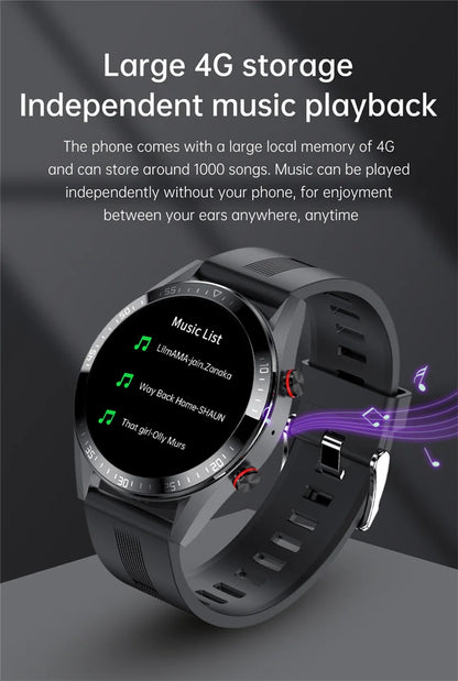 AMOLED Smartwatch for Men with Bluetooth Calls, Fitness Tracking, and Music Playback