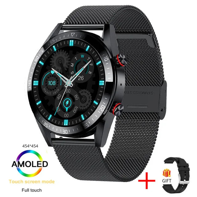 AMOLED Smartwatch for Men with Bluetooth Calls, Fitness Tracking, and Music Playback