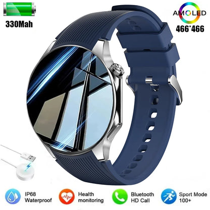 New IP68 Waterproof Smartwatch for Men - AMOLED GPS, Bluetooth Call, NFC, Health Monitor