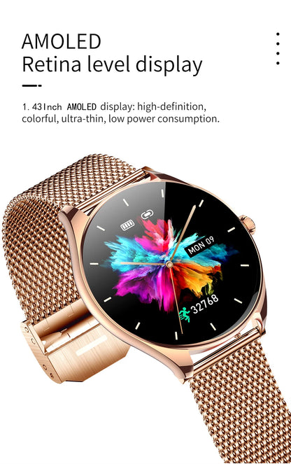 Super Thin Smart Watch MT55 1.43" AMOLED, Bluetooth Call, Heart Rate Monitor, Voice Assistant