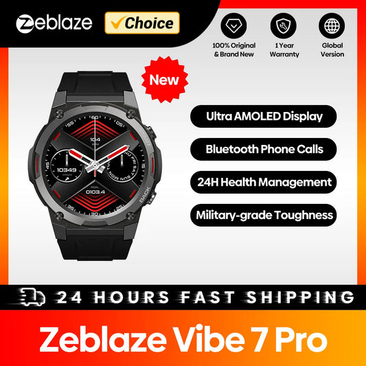 [2023 World Premiere]Zeblaze Vibe 7 Pro Smart Watch 1.43'' AMOLED Display Hi-Fi Bluetooth Phone Calls Military-grade Toughness.