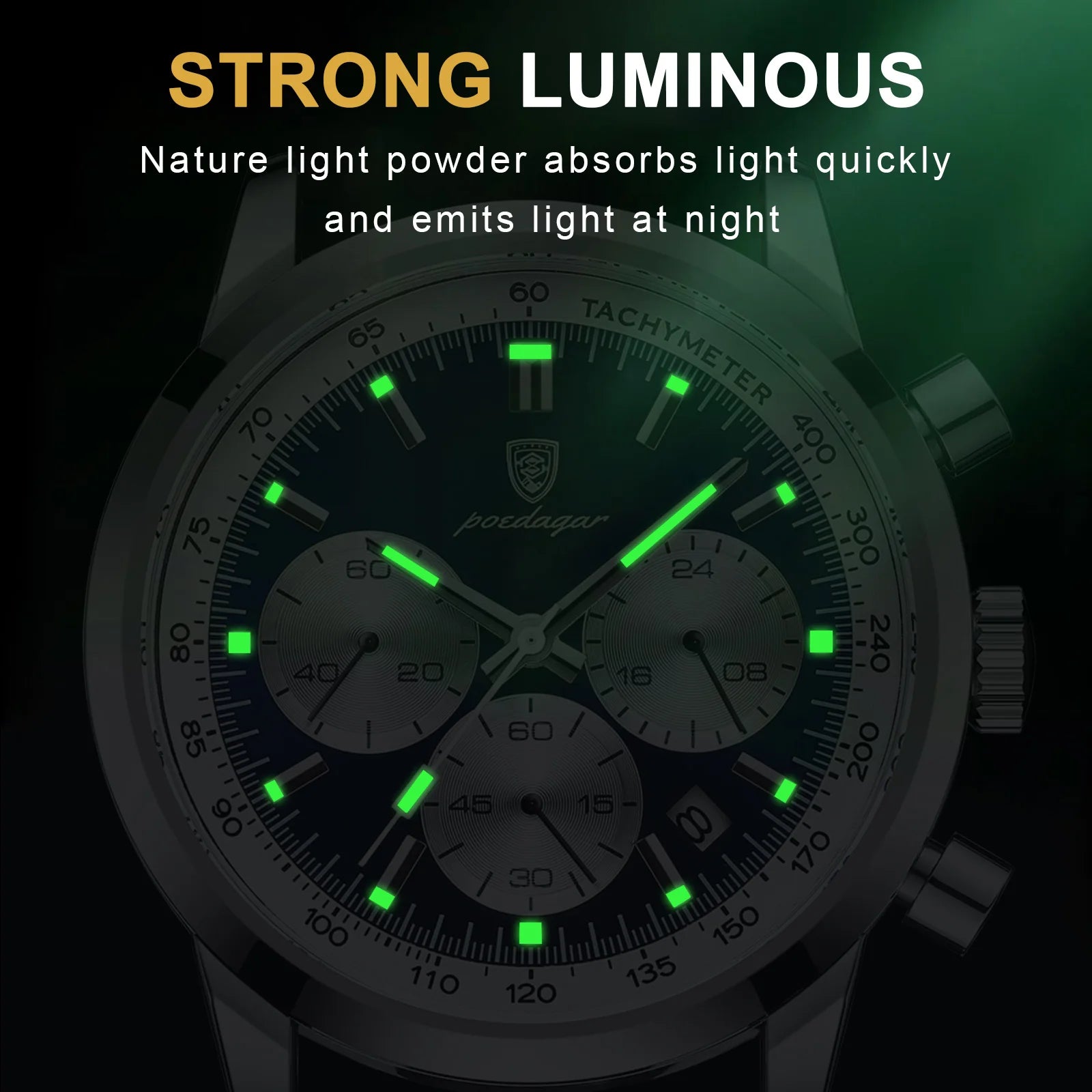 Luxury Men's Chronograph Watch | Waterproof & Luminous | Genuine Leather.