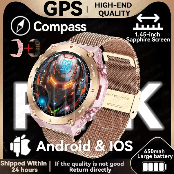 Military-Grade GPS Smartwatch: 1.45'' AMOLED Display, 100+ Sports Modes, Voice Calling