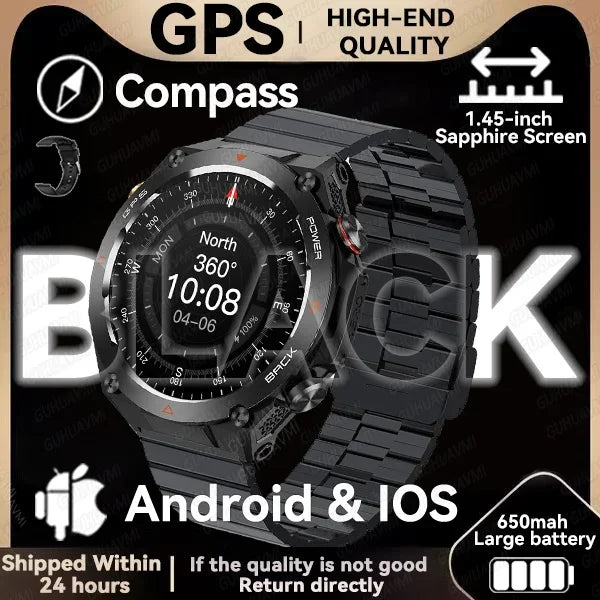 Military-Grade GPS Smartwatch: 1.45'' AMOLED Display, 100+ Sports Modes, Voice Calling