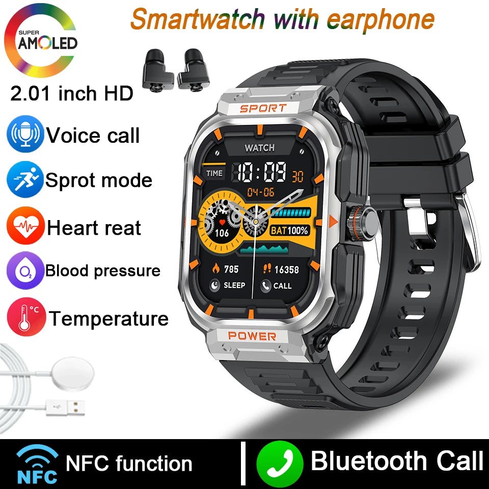 2-in-1 Smart Watch with TWS Earbuds | Heart Rate, Blood Pressure, Fitness Tracker