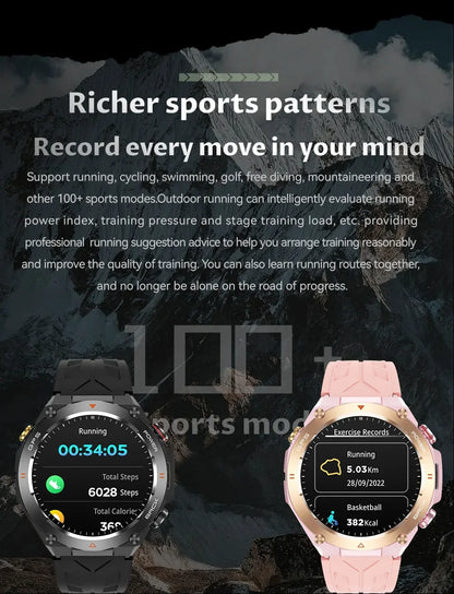 Military-Grade GPS Smartwatch: 1.45'' AMOLED Display, 100+ Sports Modes, Voice Calling