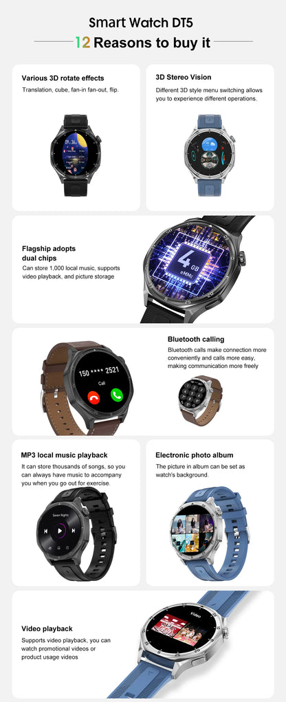 2025 New Smartwatch - 4GB Memory, AMOLED Screen, NFC, Bluetooth Call, Video Playback