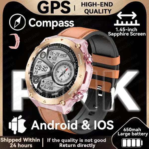 Military-Grade GPS Smartwatch: 1.45'' AMOLED Display, 100+ Sports Modes, Voice Calling