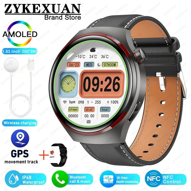 Smart Watch Men AMOLED HD Screen GPS NFC Bluetooth Call Heart Rate Sport Tracker