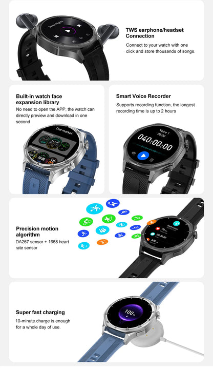 2025 New Smartwatch - 4GB Memory, AMOLED Screen, NFC, Bluetooth Call, Video Playback