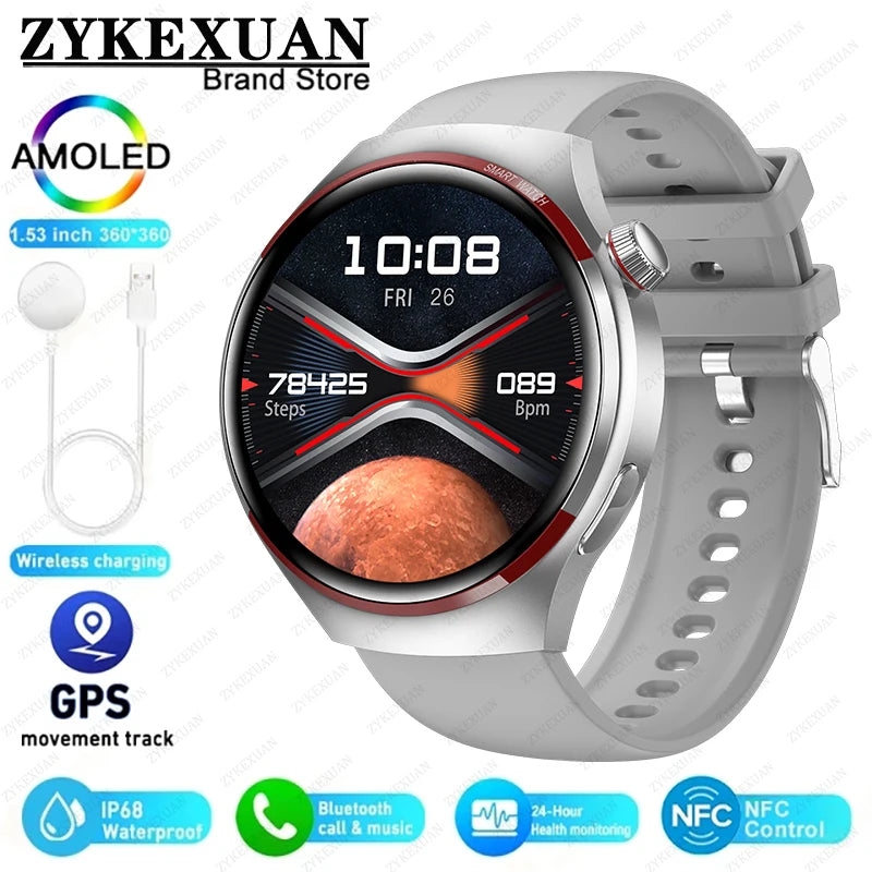 Smart Watch Men AMOLED HD Screen GPS NFC Bluetooth Call Heart Rate Sport Tracker