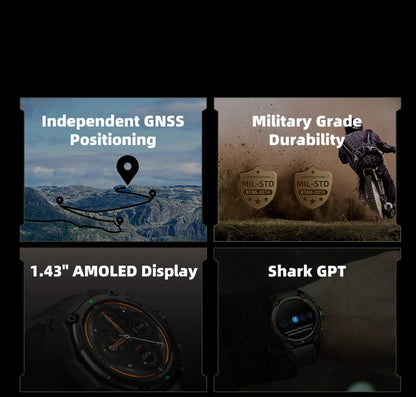 GS3 Smartwatch 1.43" AMOLED Display, 5ATM Waterproof, 21-Day Battery Life