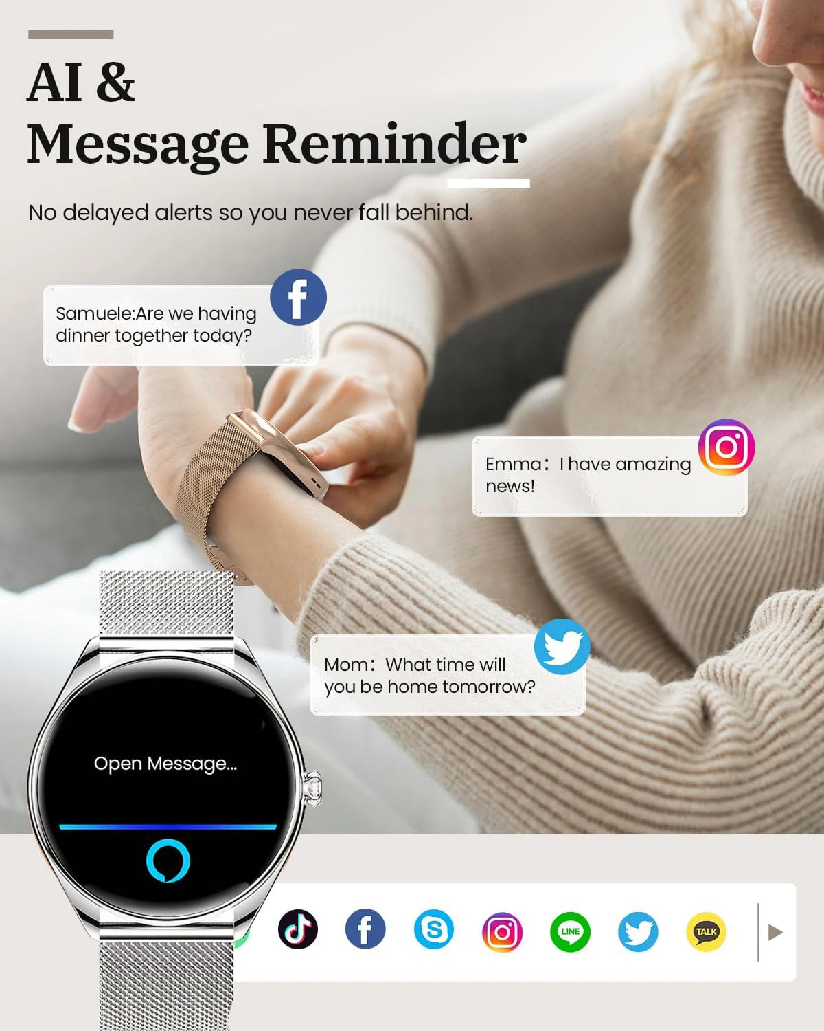 Super Thin Smart Watch MT55 1.43" AMOLED, Bluetooth Call, Heart Rate Monitor, Voice Assistant