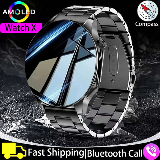 New IP68 Waterproof Smartwatch for Men - AMOLED GPS, Bluetooth Call, NFC, Health Monitor