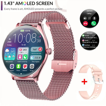 Super Thin Smart Watch MT55 1.43" AMOLED, Bluetooth Call, Heart Rate Monitor, Voice Assistant