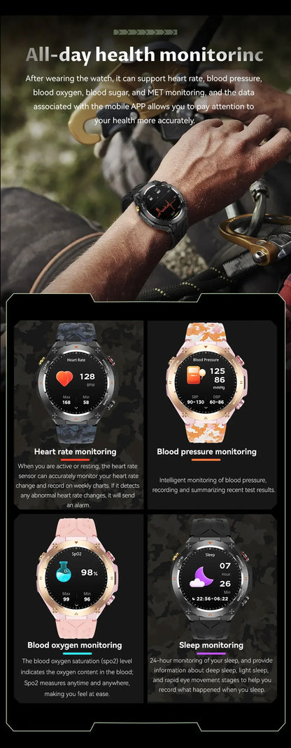 Military-Grade GPS Smartwatch: 1.45'' AMOLED Display, 100+ Sports Modes, Voice Calling