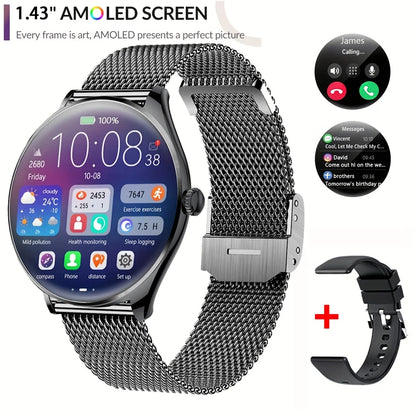 Super Thin Smart Watch MT55 1.43" AMOLED, Bluetooth Call, Heart Rate Monitor, Voice Assistant