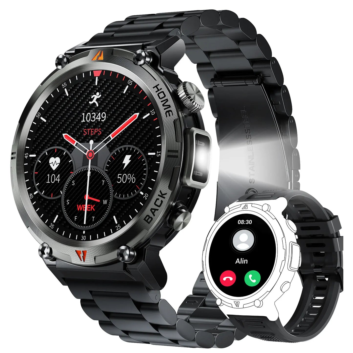 2024 Smart Watch for Men - 3ATM Waterproof, Bluetooth Call, Health Monitor, Sport Design