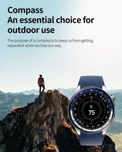 New IP68 Waterproof Smartwatch for Men - AMOLED GPS, Bluetooth Call, NFC, Health Monitor