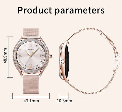 Fashion Smart Watch for Women | 1.28" AMOLED Fitness Tracker with HD Calling & Diamond Case