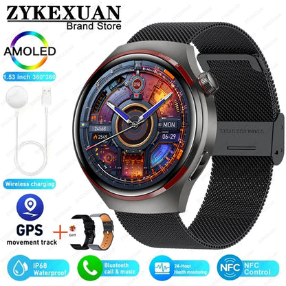 Smart Watch Men AMOLED HD Screen GPS NFC Bluetooth Call Heart Rate Sport Tracker