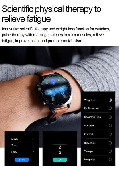 Pulse Physiotherapy CES Sleep Aid Smartwatch Men, ECG, HD Screen, Health Monitor, Bluetooth Call