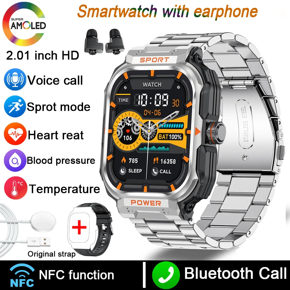 2-in-1 Smart Watch with TWS Earbuds | Heart Rate, Blood Pressure, Fitness Tracker